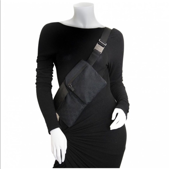 Gucci Handbags - Authentic Gucci black monogram canvas waist bag fanny pack bum bag